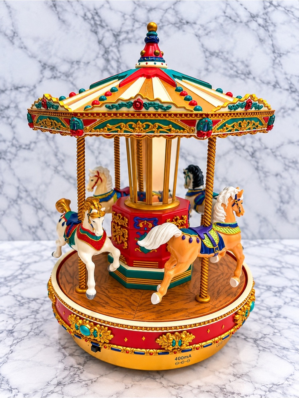 1999 Mr Christmas Christmas Go Round Musical Carousel 15 Carols Model 29115 Box
